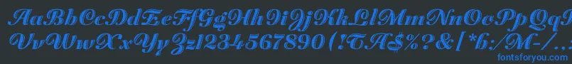 Шрифт ZaragozaLetPlain.1.0 – синие шрифты на чёрном фоне