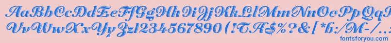ZaragozaLetPlain.1.0-fontti – siniset fontit vaaleanpunaisella taustalla