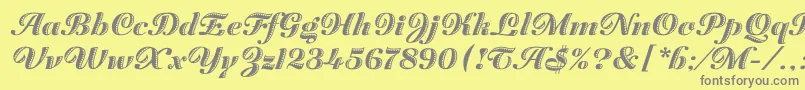 フォントZaragozaLetPlain.1.0 – 黄色の背景に灰色の文字