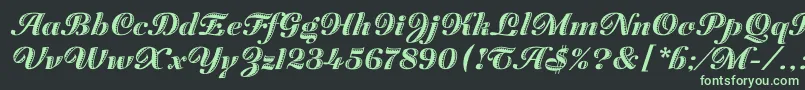 フォントZaragozaLetPlain.1.0 – 黒い背景に緑の文字