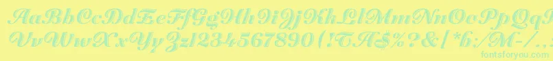 フォントZaragozaLetPlain.1.0 – 黄色い背景に緑の文字