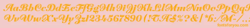 Fonte ZaragozaLetPlain.1.0 – fontes laranjas em um fundo rosa