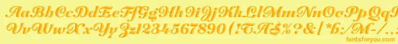 フォントZaragozaLetPlain.1.0 – オレンジの文字が黄色の背景にあります。