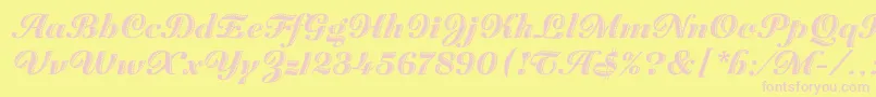 ZaragozaLetPlain.1.0-fontti – vaaleanpunaiset fontit keltaisella taustalla