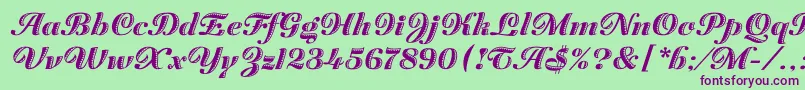 Шрифт ZaragozaLetPlain.1.0 – фиолетовые шрифты на зелёном фоне