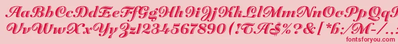 フォントZaragozaLetPlain.1.0 – ピンクの背景に赤い文字