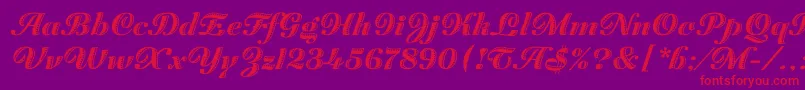 ZaragozaLetPlain.1.0-fontti – punaiset fontit violetilla taustalla