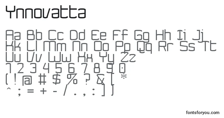 A fonte Ynnovatta – alfabeto, números, caracteres especiais