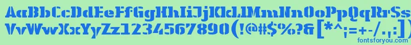 LinotypeAuthenticStencilBlack-fontti – siniset fontit vihreällä taustalla