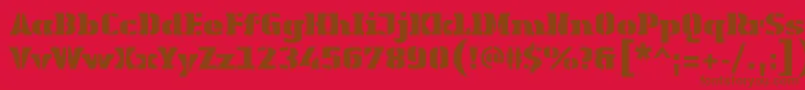 LinotypeAuthenticStencilBlack-Schriftart – Braune Schriften auf rotem Hintergrund