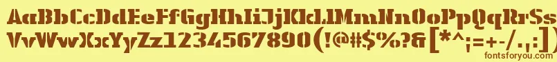 LinotypeAuthenticStencilBlack Font – Brown Fonts on Yellow Background