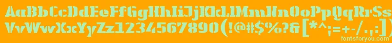 LinotypeAuthenticStencilBlack-Schriftart – Grüne Schriften auf orangefarbenem Hintergrund