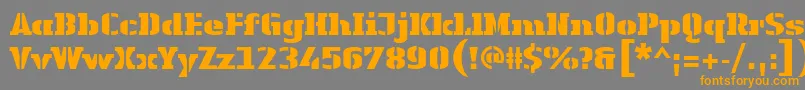 LinotypeAuthenticStencilBlack-Schriftart – Orangefarbene Schriften auf grauem Hintergrund