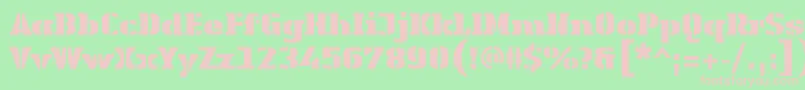 Czcionka LinotypeAuthenticStencilBlack – różowe czcionki na zielonym tle