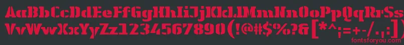LinotypeAuthenticStencilBlack-fontti – punaiset fontit mustalla taustalla