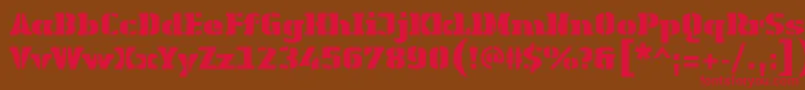Czcionka LinotypeAuthenticStencilBlack – czerwone czcionki na brązowym tle