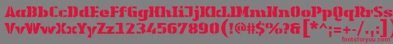Czcionka LinotypeAuthenticStencilBlack – czerwone czcionki na szarym tle