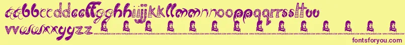 Fonte TwistedBrother – fontes roxas em um fundo amarelo