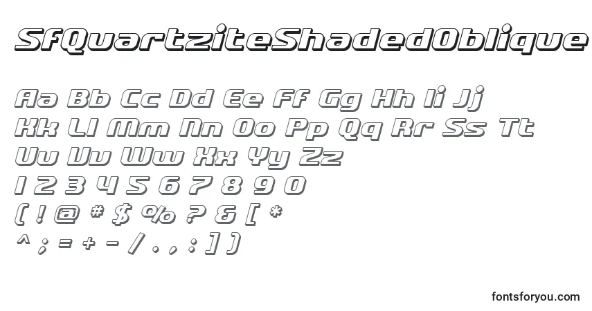 A fonte SfQuartziteShadedOblique – alfabeto, números, caracteres especiais