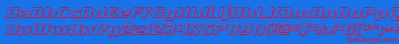SfQuartziteShadedOblique-fontti – punaiset fontit sinisellä taustalla