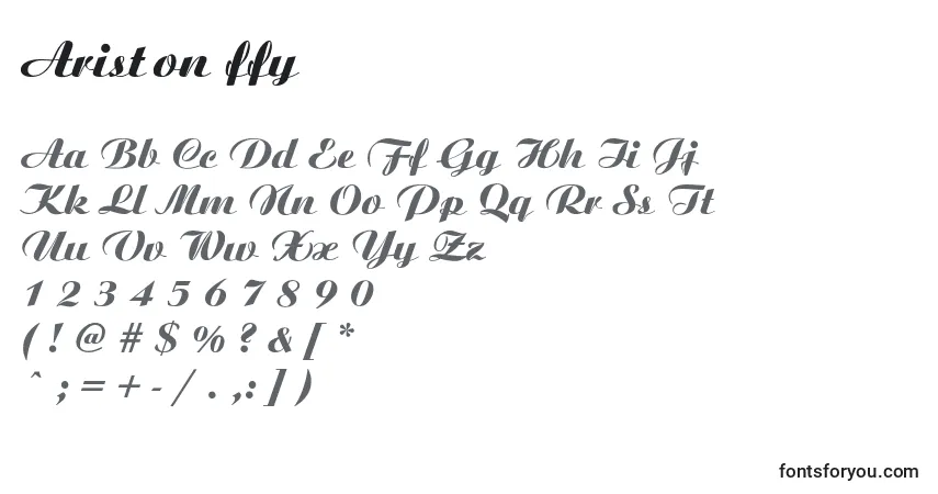 Czcionka Ariston ffy – alfabet, cyfry, specjalne znaki