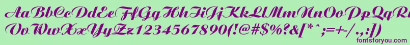 Ariston ffy-fontti – violetit fontit vihreällä taustalla