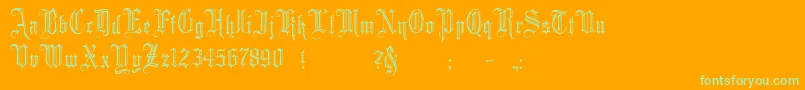 MinsterNo2-Schriftart – Grüne Schriften auf orangefarbenem Hintergrund