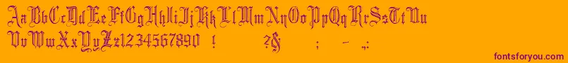 MinsterNo2-fontti – violetit fontit oranssilla taustalla