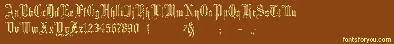 MinsterNo2-fontti – keltaiset fontit ruskealla taustalla
