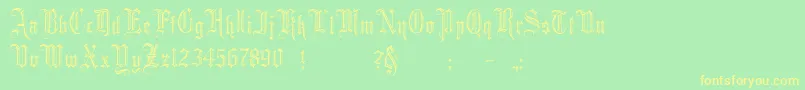 フォントMinsterNo2 – 黄色の文字が緑の背景にあります