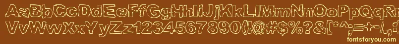 GrampsLung-fontti – keltaiset fontit ruskealla taustalla