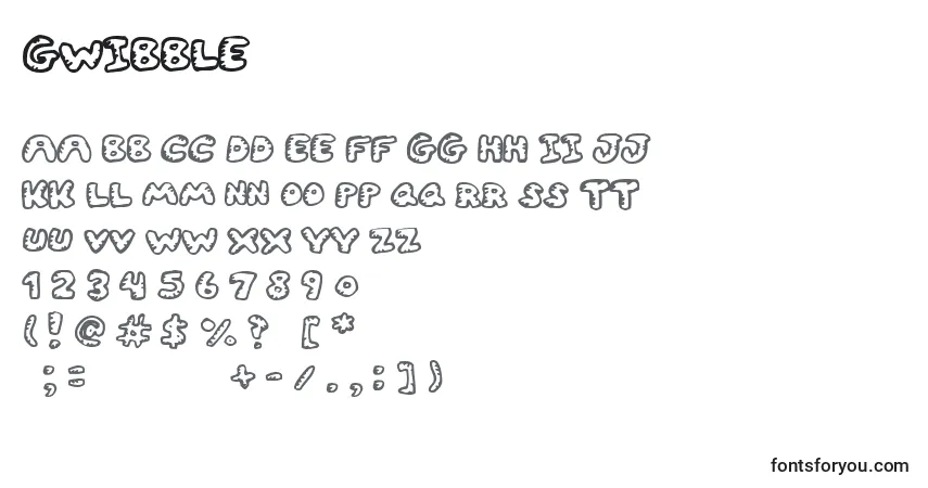 Schriftart Gwibble – Alphabet, Zahlen, spezielle Symbole