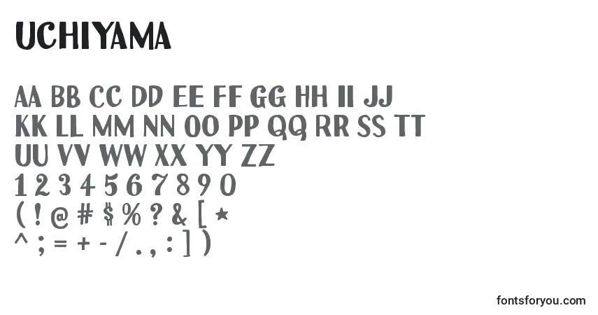 Schriftart Uchiyama – Alphabet, Zahlen, spezielle Symbole