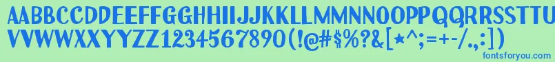 フォントUchiyama – 青い文字は緑の背景です。