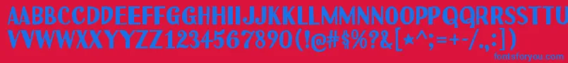 Uchiyama Font – Blue Fonts on Red Background