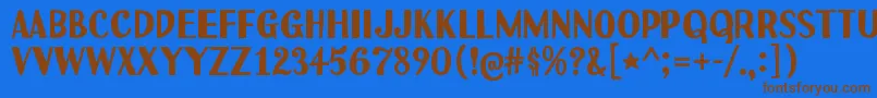 Uchiyama Font – Brown Fonts on Blue Background