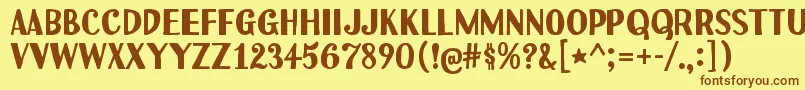 Uchiyama Font – Brown Fonts on Yellow Background