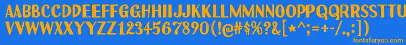 Uchiyama Font – Orange Fonts on Blue Background