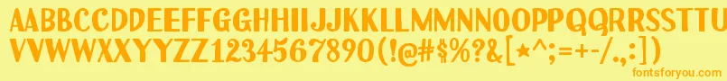フォントUchiyama – オレンジの文字が黄色の背景にあります。