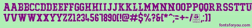 TypoCollegeDestroyedDemo Font – Purple Fonts on Green Background