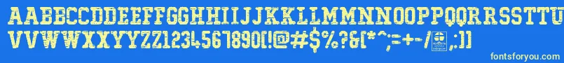 TypoCollegeDestroyedDemo Font – Yellow Fonts on Blue Background