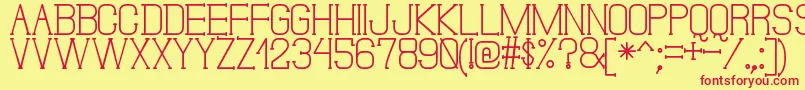 DonMoiseSt-Schriftart – Rote Schriften auf gelbem Hintergrund
