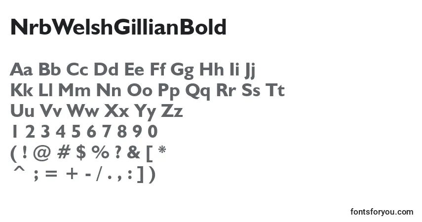 A fonte NrbWelshGillianBold – alfabeto, números, caracteres especiais