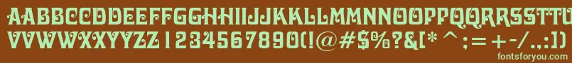 フォントDavidaBoldBt – 緑色の文字が茶色の背景にあります。