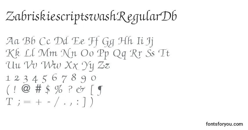 Fuente ZabriskiescriptswashRegularDb - alfabeto, números, caracteres especiales