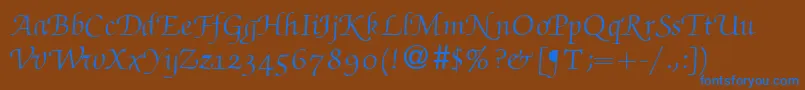 フォントZabriskiescriptswashRegularDb – 茶色の背景に青い文字