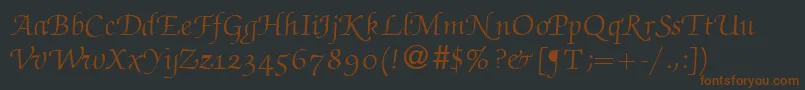 Fonte ZabriskiescriptswashRegularDb – fontes marrons em um fundo preto
