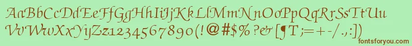 ZabriskiescriptswashRegularDb Font – Brown Fonts on Green Background