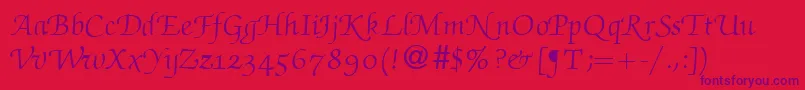 ZabriskiescriptswashRegularDb Font – Purple Fonts on Red Background