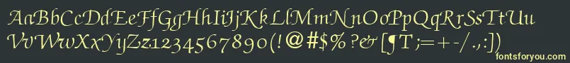 Fonte ZabriskiescriptswashRegularDb – fontes amarelas em um fundo preto